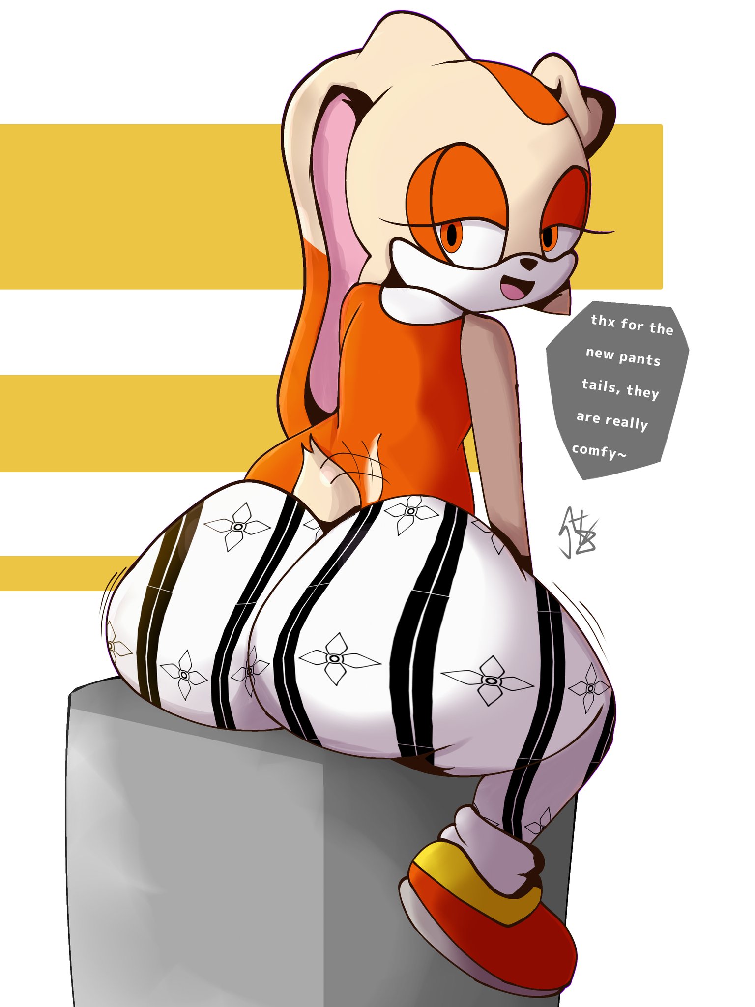 1girls, anthro, ass, ass focus, bunny, bunny ears, bunny girl, bunny tail, cream the rabbit, dress, ears, ears back, ears down, female, forbidden pants, huge ass, looking back, male, miles prower, miles tails prower, offscreen character, offscreen male, out of character, pants, rabbit, rabbit ears, rabbit girl, rabbit humanoid, sega, shorties tavern, solo, sonic (series), sonic advance 2, sonic the hedgehog (series), tagme, tail, tails, tails the fox, tailwag