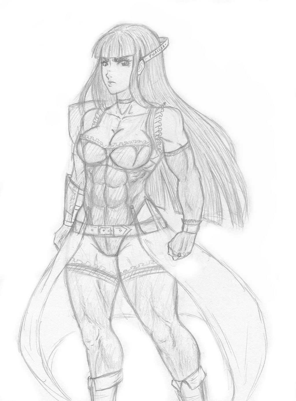 abs female franktonius long_hair magical_girl muscle muscles muscular_female