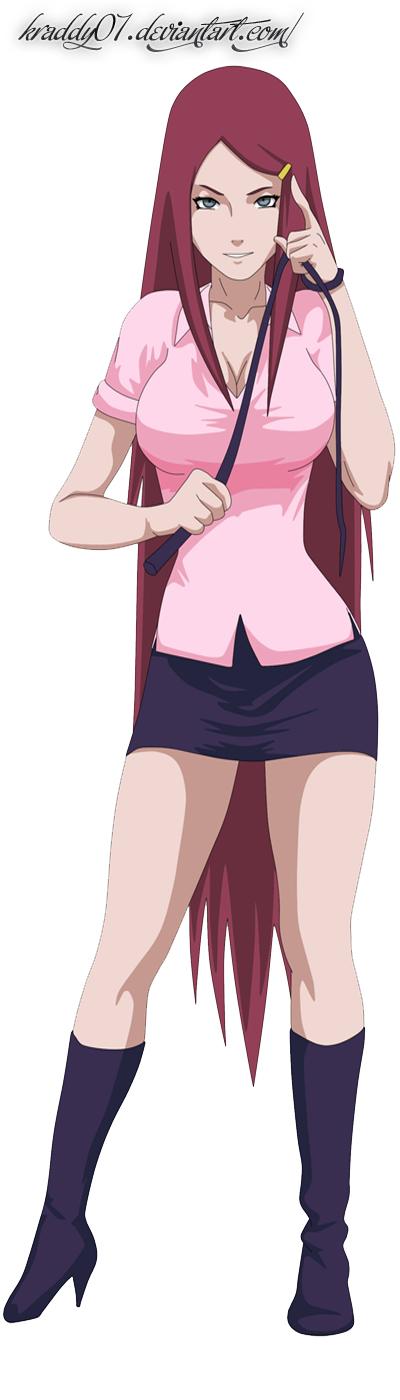 1girls, breasts, cleavage, curvy, female, kraddy07, large breasts, looking at viewer, naruto, naruto (series), red hair, solo, teacher, uzumaki kushina, watermark, whip