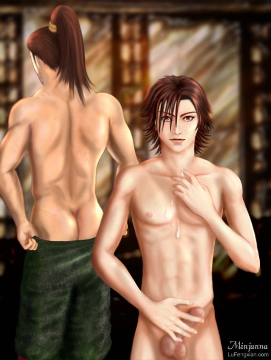 2boys ass cum dynasty_warriors ling_tong lu_xun multiple_boys penis ponytail shin_sangoku_musou tied_hair yaoi