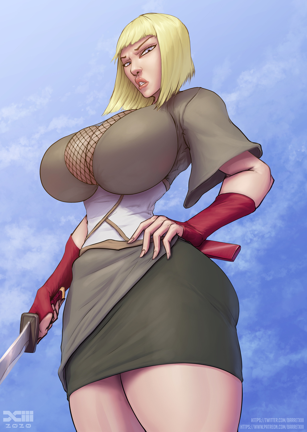 barretxiii big_breasts female female_only naruto naruto_shippuden nipples nipples_visible_through_clothing samui solo solo_female solo_focus