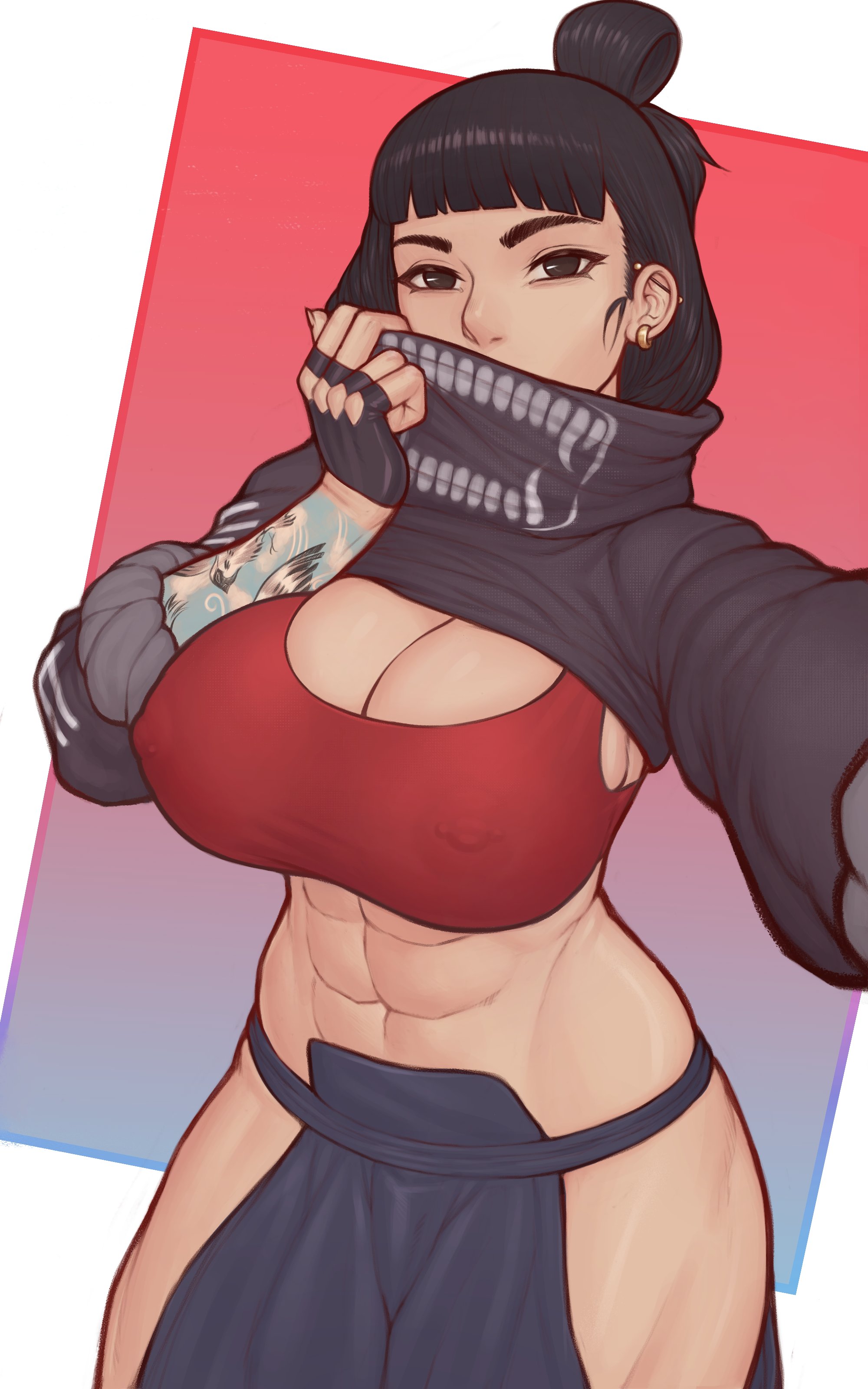 1girls, 2020, abs, asura (artist), big breasts, breasts, commission, female, female only, large breasts, looking at viewer, original character, solo