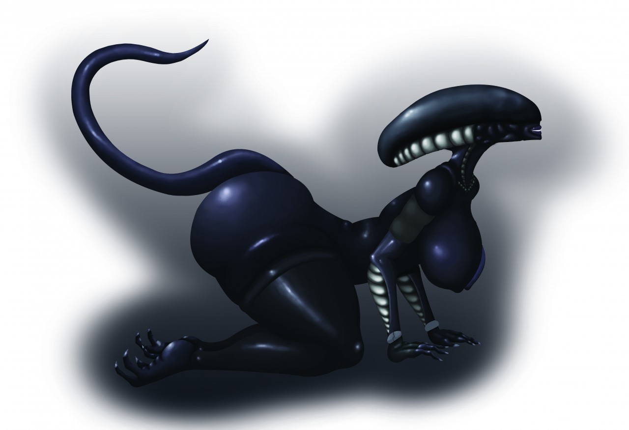 1girls, 2d, alien (franchise), ass, bent over, big ass, big breasts, big butt, breasts, female, female only, female xenomorph, hanging breasts, nipples, solo, solo female, tail, xenomorph