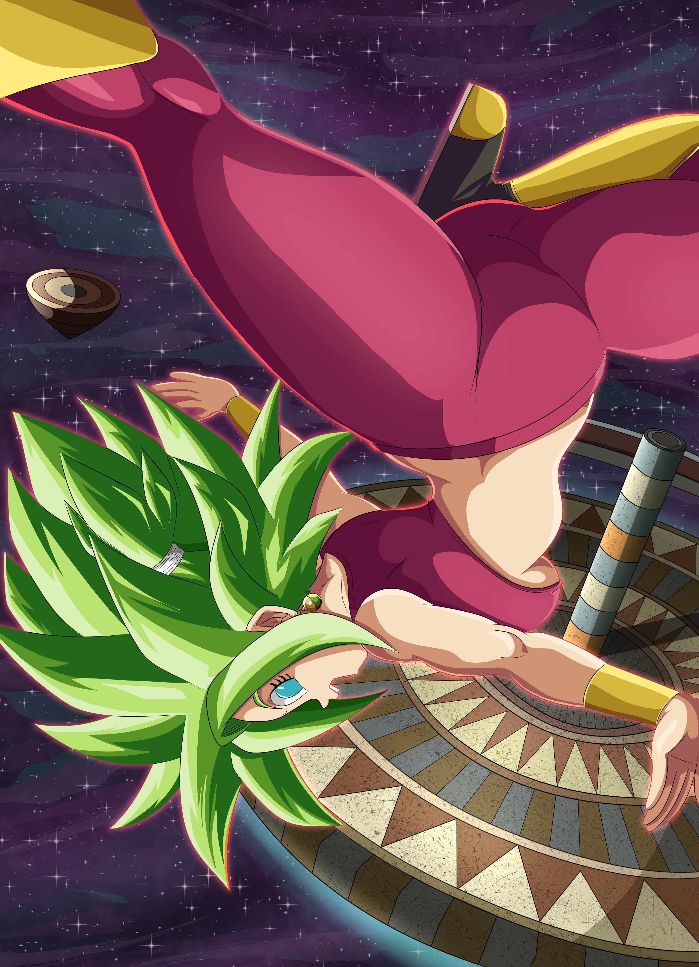 1girls, big breasts, boots, breasts, dragon ball, dragon ball super, earrings, female, female only, fusion, green eyes, green hair, kefla, legendary super saiyan, light skin, light-skinned female, potara earrings, saiyan, short hair, solo, solo female, solo focus, sonson-sensei, spiky hair, super saiyan, super saiyan 2, tournament of power