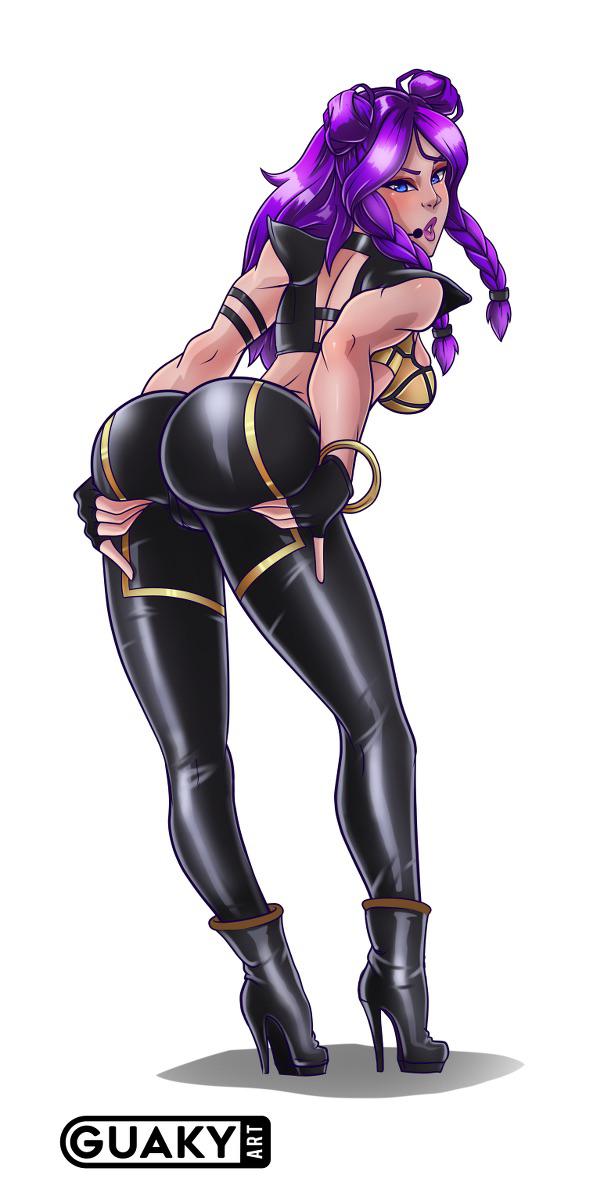 2020, ass, big ass, big breasts, blue eyes, breasts, female, guaky, high heel boots, high heels, k/da kai'sa, k/da series, kai'sa, league of legends, looking at viewer, purple hair, pussy, riot games