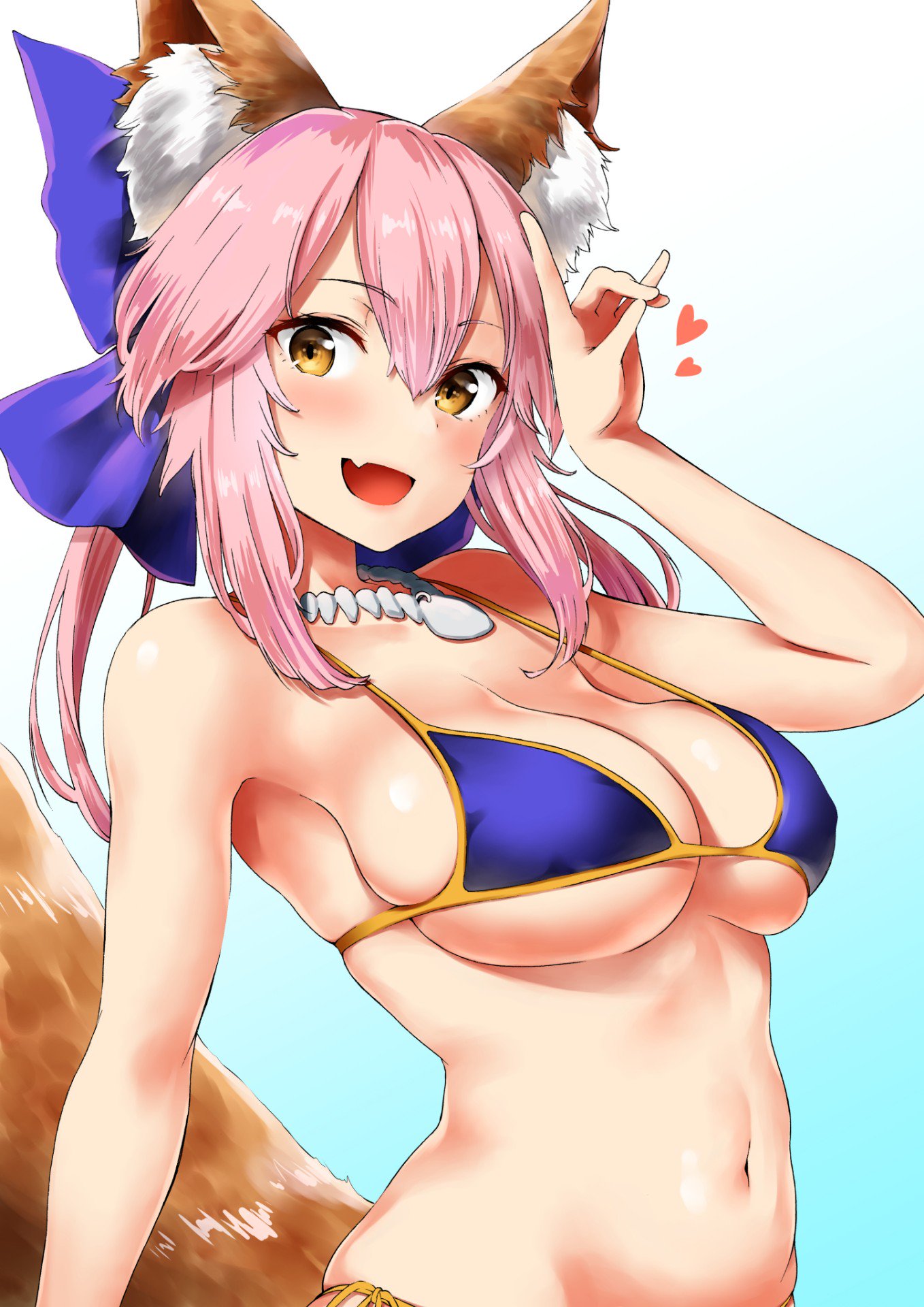 bikini, fate (series), fate/grand order, female, izure (pixiv16392012), pink hair, tagme, tamamo no mae (fate)