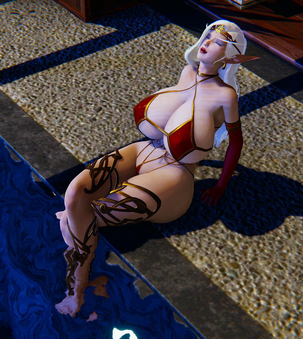 1girls 3d ass bikini blood_elf elf elf_ears female gloves green_eyes heels high_heels honey_select_2 huge_ass huge_breasts idle_cog jess_dayreaver jewelry large_breasts legs_crossed pale_skin pool poolside silver_hair sitting slutty_outfit tiara world_of_warcraft