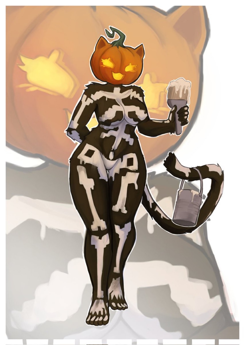 bodysuit, chubby, female, female focus, female only, fortnitemares, halloween, mogurakemo, paint, slightly chubby, spice (fortnite), thick thighs, wide hips