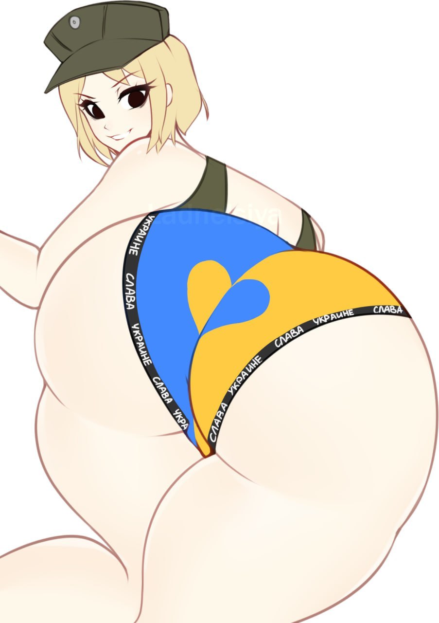 azov_chan big_ass ukrainian ukrainian_flag ukrainian_flag_bikini