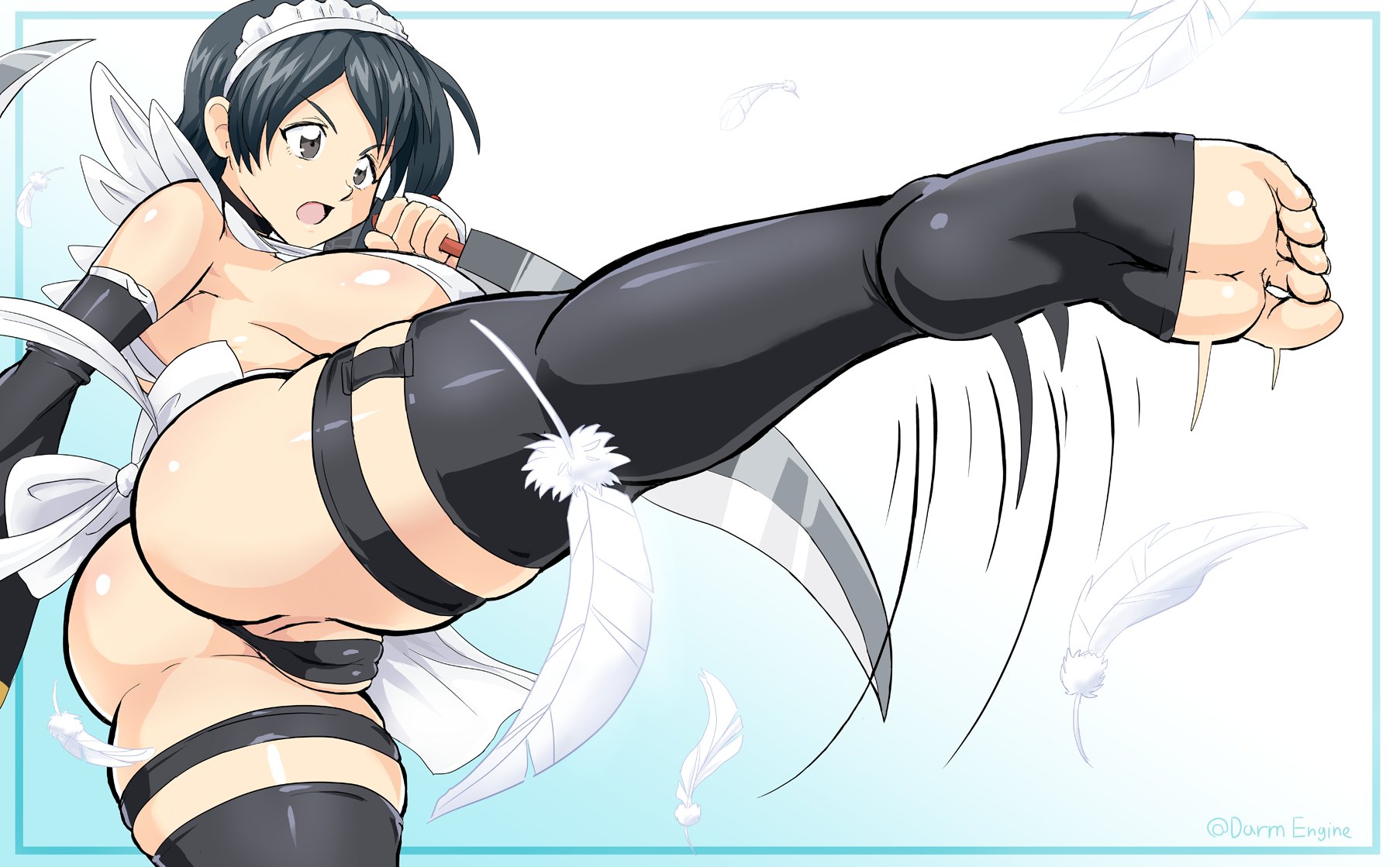 1female, 1girls, big breasts, breasts, cum on face, darm engine, feet, female, female only, foot focus, iroha, kick, kicking, samurai shodown, snk, solo, solo focus, toes