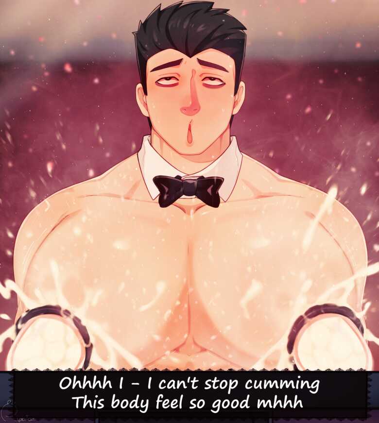 1boy ahe_gao ahegao animal_print bara bara_tiddies bara_tits big_breasts big_pecs black_bowtie black_hair bowtie bowtie_only busty cum_explosion cumming erect_nipples excessive_cum excessive_milk francis_mosses huge_breasts huge_pecs huge_pectorals human human_only light-skinned_male light_skin looking_up male male_ahegao male_chest male_focus male_milking male_nipples male_only manboobs milk_squirt milking milking_breasts milking_cum milking_machine milking_machine_on_male milkman moan moaning moaning_in_pleasure moobs mouth_open muscular muscular_male nipples open_mouth orgasm orgasm_face pecs pectorals solo solo_focus solo_male standing sweat sweating talking_to_viewer text text_box that's_not_my_neighbor