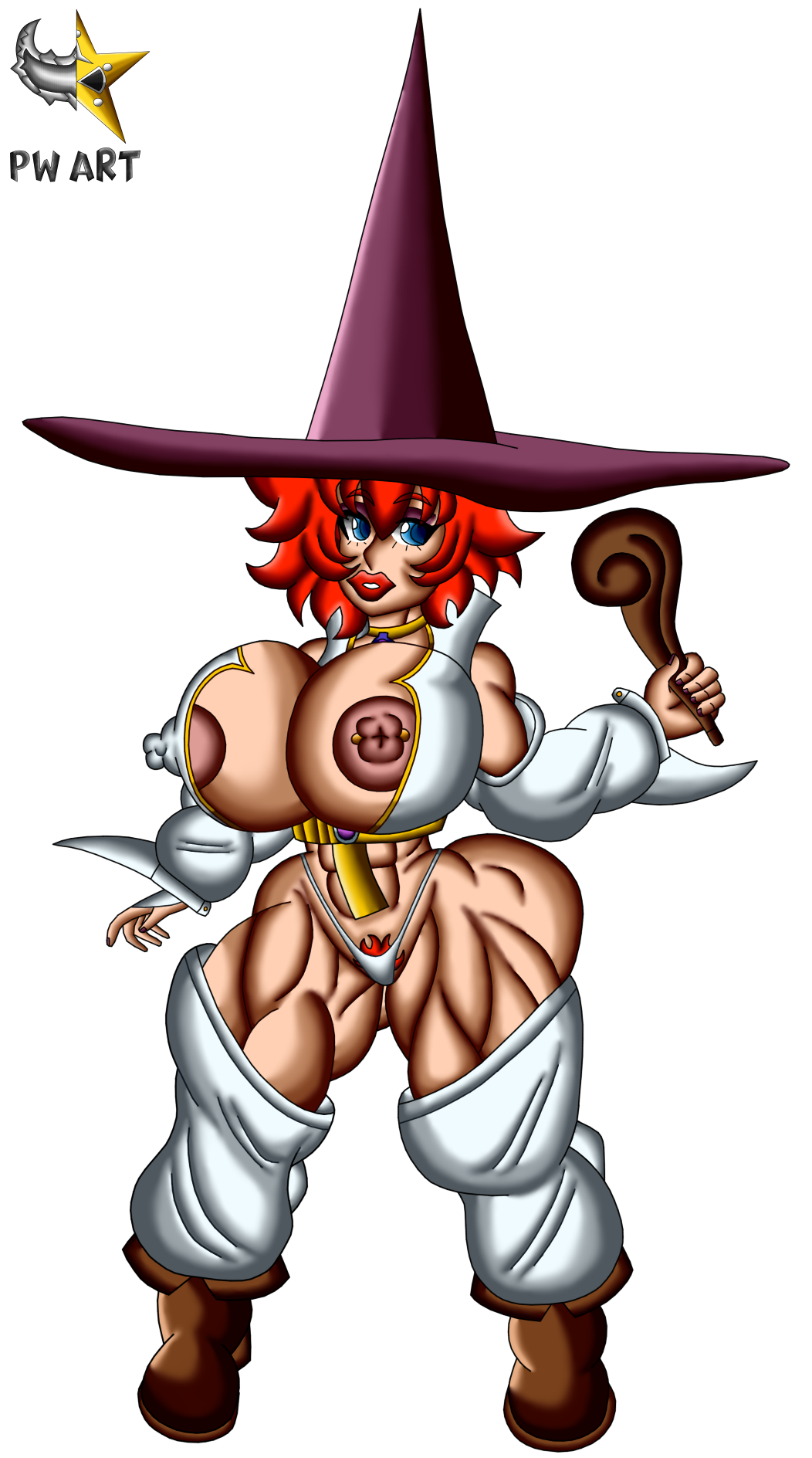 big_breasts big_hips bimbo bimbo_body bimbo_lips blue_eyes boots capcom clothed clothing curvy curvy_figure huge_ass huge_breasts makeup nipple_piercing nipples pale-skinned_female pierced_nipples piercings pointer_warrior_xxx pubic_hair puffy_nipples red_earth red_hair short_hair tabasa tessa tessa_(red_earth) thick_thighs thong voluptuous voluptuous_female warzard witch_hat