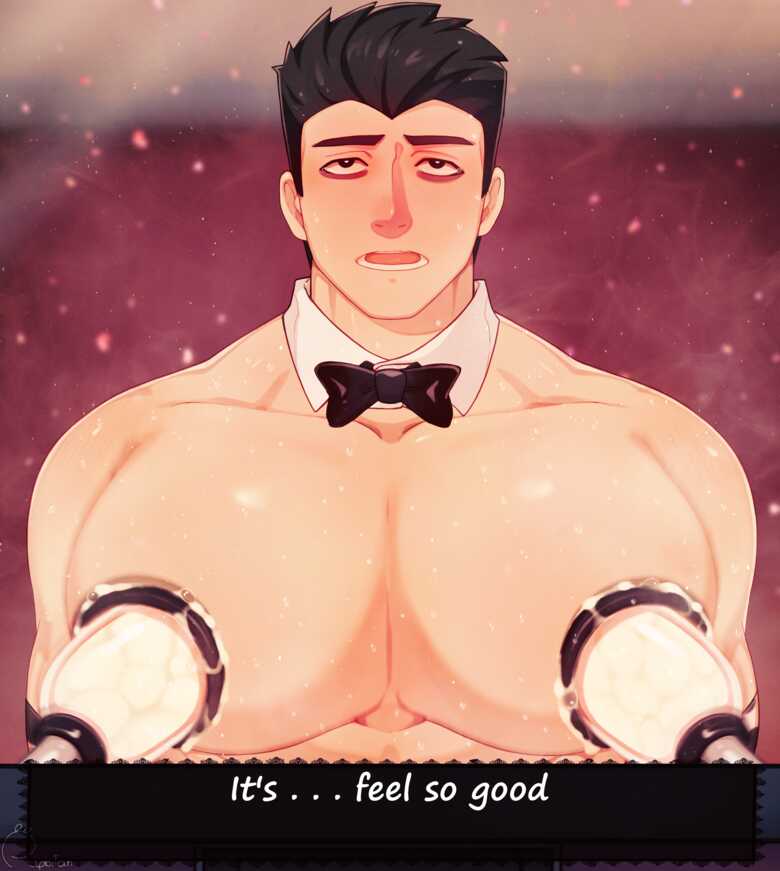 1boy animal_print bara bara_tiddies bara_tits big_breasts big_pecs black_bowtie black_hair bowtie bowtie_only busty erect_nipples francis_mosses huge_breasts huge_pecs huge_pectorals human human_only light-skinned_male light_skin looking_up male male_chest male_focus male_milking male_nipples male_only manboobs milk_squirt milking milking_breasts milking_cum milking_machine milking_machine_on_male milkman moan moaning moobs mouth_open muscular muscular_male nipples open_mouth pecs pectorals solo solo_focus solo_male standing sweat sweating talking_to_viewer text text_box that's_not_my_neighbor