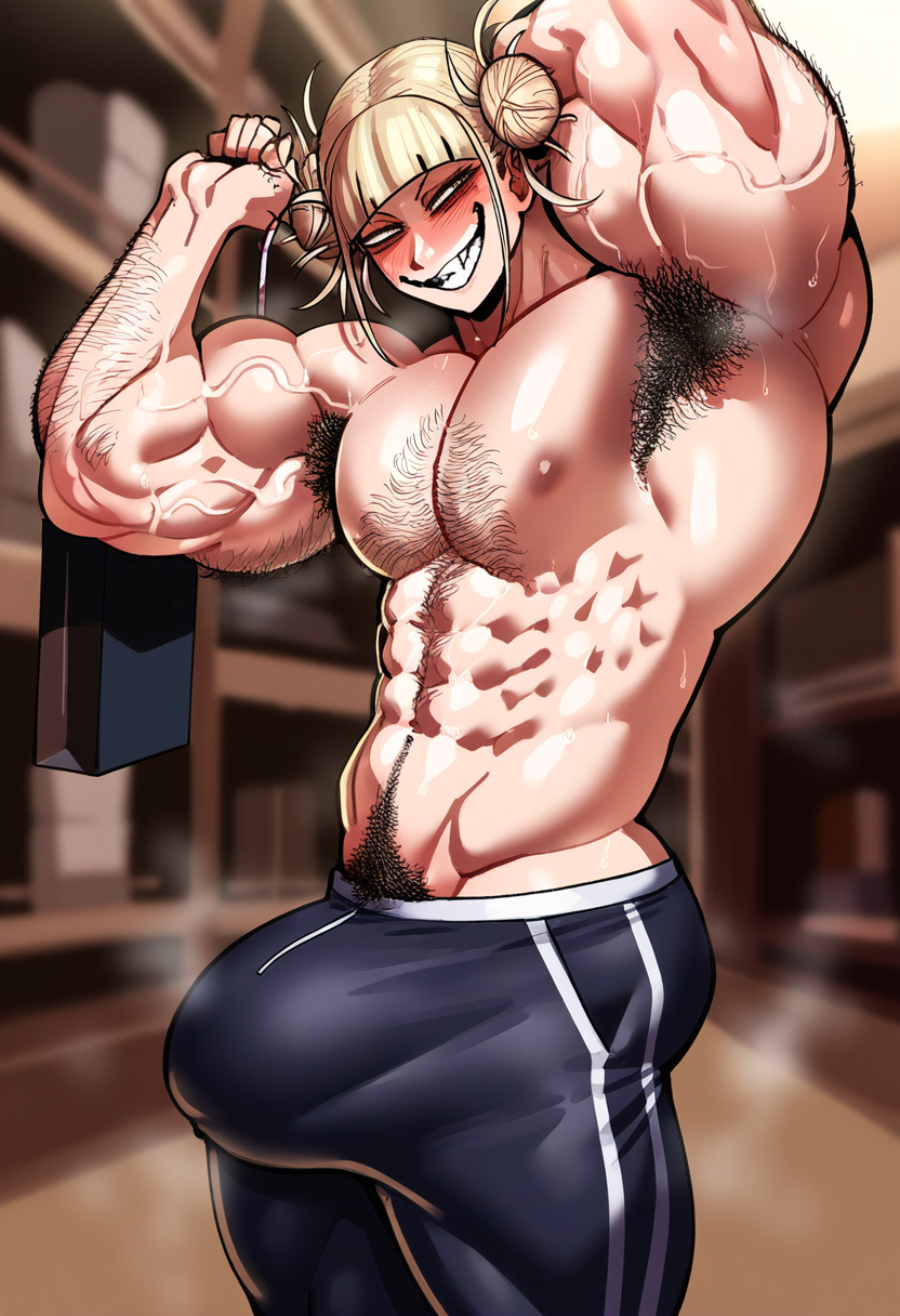 abs ai_generated ambush_(trap) armpit_fetish armpit_hair armpits biceps body_hair boku_no_hero_academia bulge chest_hair erection erection_under_clothes gigantic_penis gloopai hairy hairy_male heart himiko_toga huge_bulge large_bulge leg_hair male male_focus male_only muscular muscular_male my_hero_academia nai_diffusion pecs pectorals penis pubic_hair rule_63 smell steam steaming_body sweat sweatdrop sweating thick_penis vein veins veiny_muscles