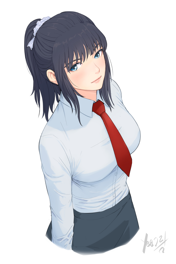 1girls breasts busty clothed looking_at_viewer mezzo_(orbanga21) necktie school_uniform yeagraam