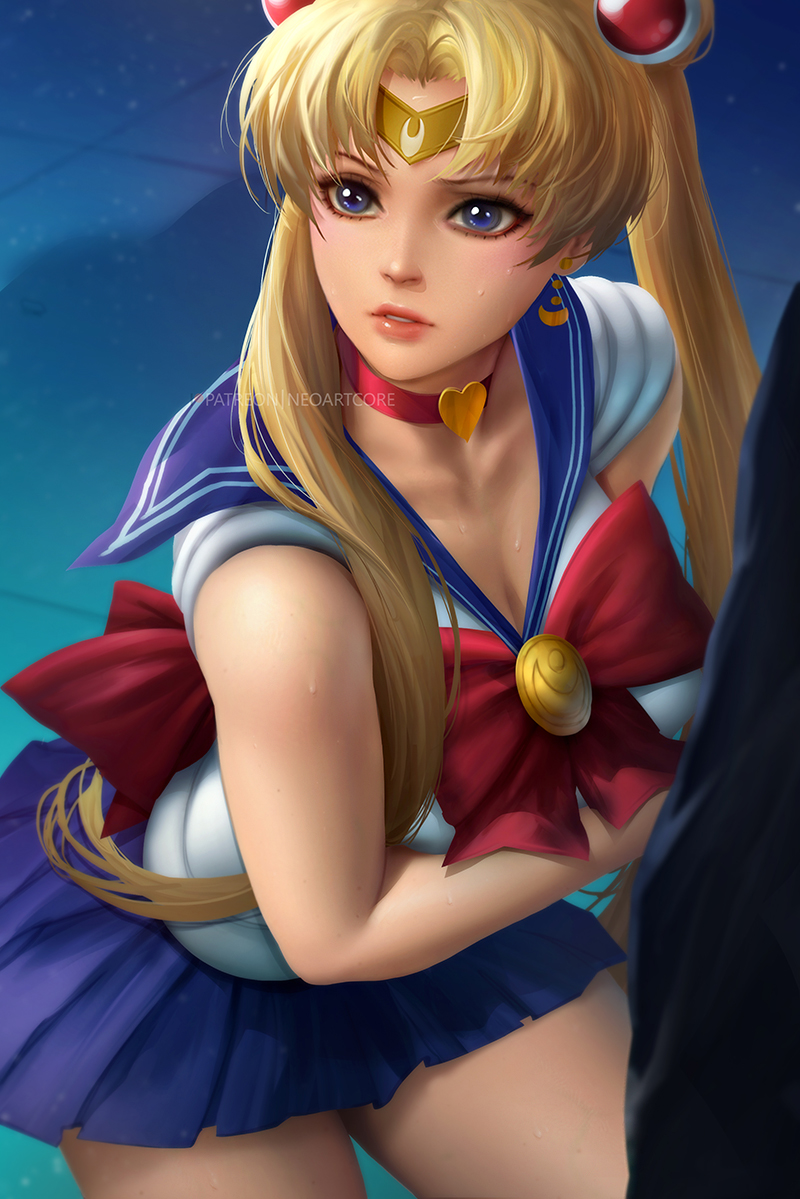 1girls, bishoujo senshi sailor moon, blonde hair, blue dress, blue eyes, clothing, derivative work, female, meme, neoartcore, sailor moon, sailor moon redraw challenge, sailor senshi uniform, school uniform, skirt, usagi tsukino, wide eyed