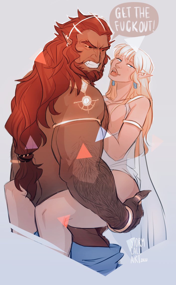 1boy 1girls 2020 artist_name beard blonde_hair carrying_partner caught dark-skinned_male dark_skin elf_ears english_text female ganondorf glowing_eyes hairy hairy_male interracial larger_male light-skinned_female light_skin long_blonde_hair long_hair long_red_hair looking_at_viewer looking_back_at_viewer male muscular muscular_male nintendo pleasuring_the_enemy princess princess_zelda red_hair royalty size_difference smaller_female speech_bubble stand_and_carry_position standing_sex stormcallart talking_to_viewer text the_legend_of_zelda video_games villain_on_heroine