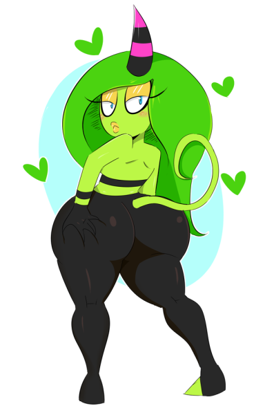 2d, anthro, ass, ass grab, big ass, black legwear, deadly six, female, green hair, green skin, horn, jinu, light blue eyes, sega, shortstack, sonic (series), sonic lost world, sonic the hedgehog (series), tail, video game, video game character, video games, yellow lips, zeena, zeti, zeti (species)