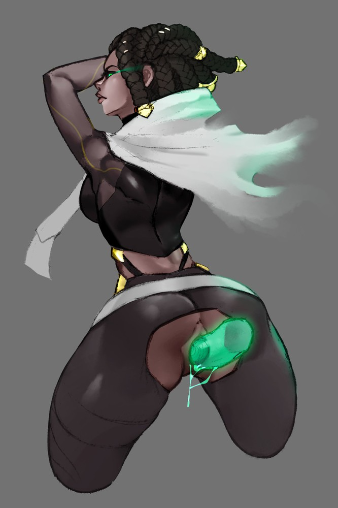 1girls anus arms_over_head arms_up ass ass_focus ass_visible_through_thighs big_ass black_hair braid braided_hair brown_hair cape clothed clothing cowl dark-skinned_female dark_skin dildo exposed_pussy female from_behind frown glowing_eyes green_eyes league_of_legends looking_at_viewer masturbation posing pussy pussy_juice pussy_juice_drip pussy_juice_string rear_view ripped_clothing senna_(league_of_legends) short_hair standing teasing thin_waist torn_clothes torn_clothing torn_legwear uncensored vaginal_insertion vaginal_penetration wet_pussy wide_hips