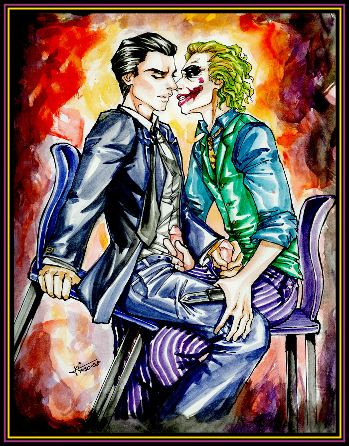 batman batman_(bruce_wayne) batman_(series) bruce_wayne dc_comics gay joker male male_only multiple_boys multiple_males tagme the_dark_knight yaoi