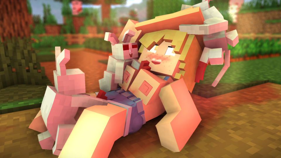 3boys 3d animal big_breasts blonde_hair blush cammie_(flamingono) cubic_breasts farm farmgirl female flamingono freckles minecraft outdoors rabbit rabbit_(minecraft) spread_legs tagme yellow_eyes zoophilia