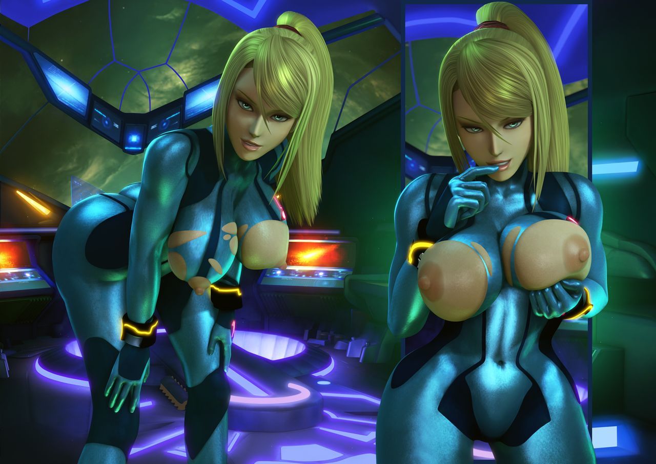 1girls, 3d, 3d (artwork), ass, banskinator, bare breasts, big ass, big breasts, blonde hair, blue eyes, bodysuit, breasts, cleavage, erect nipples, female, female only, finger to mouth, hair between eyes, large breasts, leaning forward, looking at viewer, metroid, navel, nintendo, nipples, ponytail, samus aran, seductive, seductive smile, sidelocks, skin tight, smile, solo, source filmmaker, spandex, urbanator, zero suit, zero suit samus