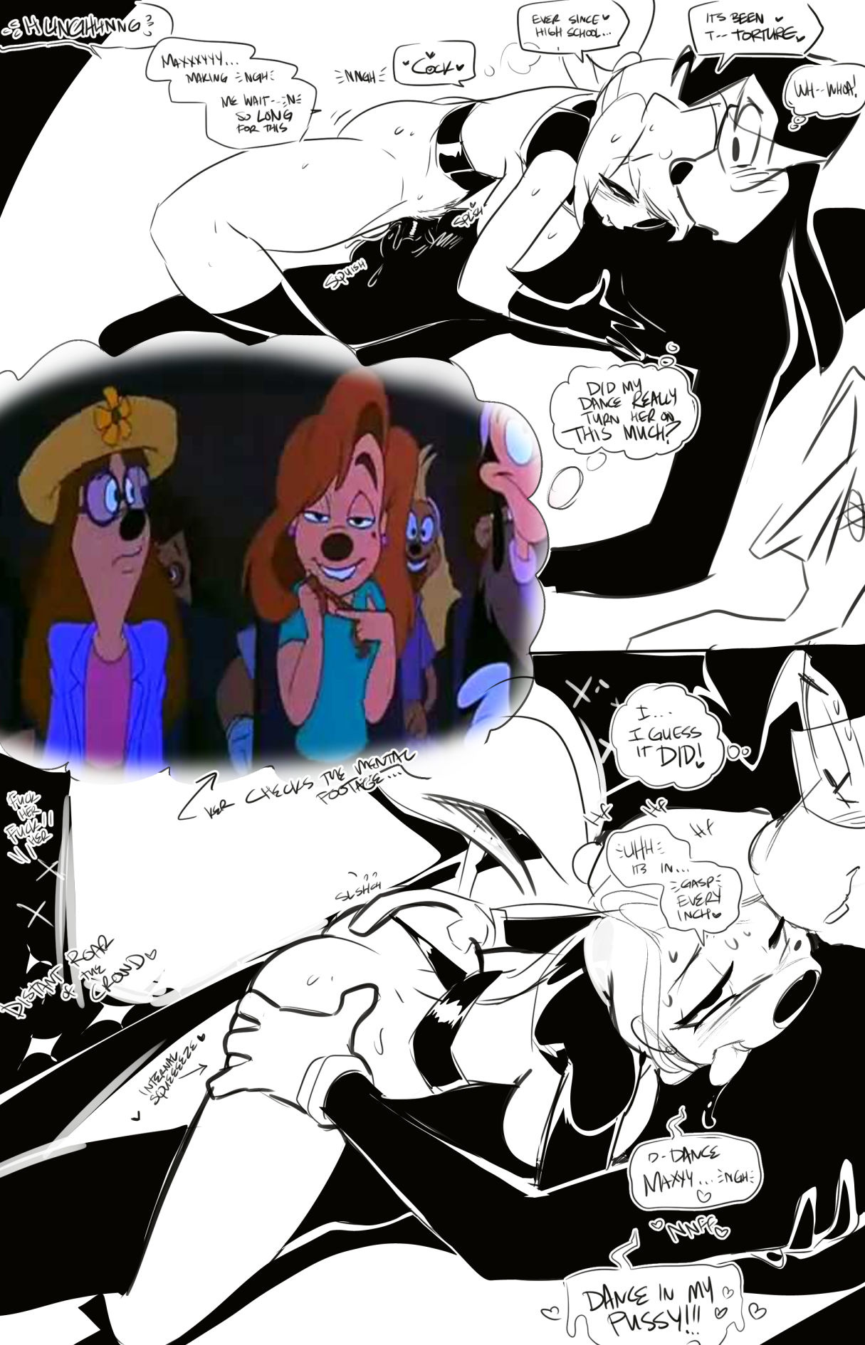 a goofy movie, comic, disney, female, fred perry, goof troop, male, max goof, penis, roxanne (goof troop), sex, tagme