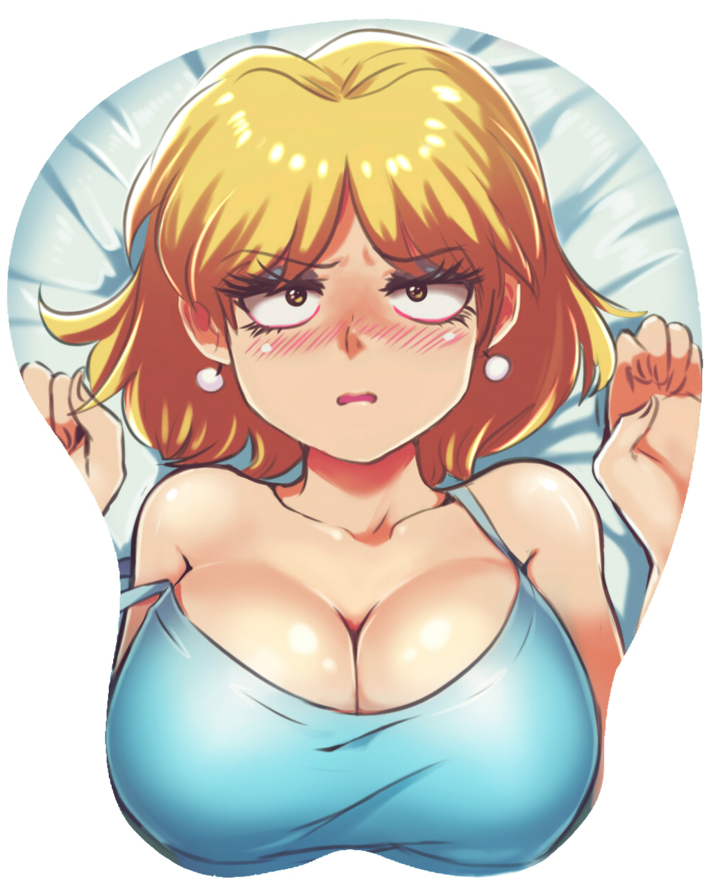 1girls, big breasts, blonde female, blonde hair, blush, breasts, busty, cleavage, earrings, female, female only, huge breasts, jcm2, large breasts, lori loud, mousepad, nickelodeon, solo, solo female, solo focus, straight hair, tank top, the loud house, waist not visible
