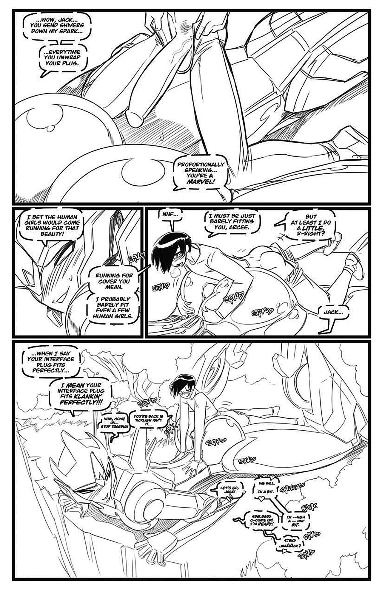 1boy, 1girls, 2d, apple butt, arcee, arcee (prime), ass, assjob, big ass, big butt, big penis, black hair, blush, bubble ass, bubble butt, buttjob, comic, comic page, covered assjob, covered buttjob, curvaceous, curves, curvy, curvy figure, cybertronian, dialogue, english text, female, fred perry, hot dogging, hourglass figure, huge ass, huge butt, human, human on robot, humanoid, interspecies, jack darby, large ass, large penis, larger female, legs, male, male human/female humanoid, male human/female robot, monochrome, onomatopoeia, outercourse, penis, penis out, robot, robot girl, seductive, size difference, sketch, smaller male, speech bubble, straight, thick ass, thick legs, thick thighs, thighs, transformers, transformers prime, voluptuous, voluptuous female