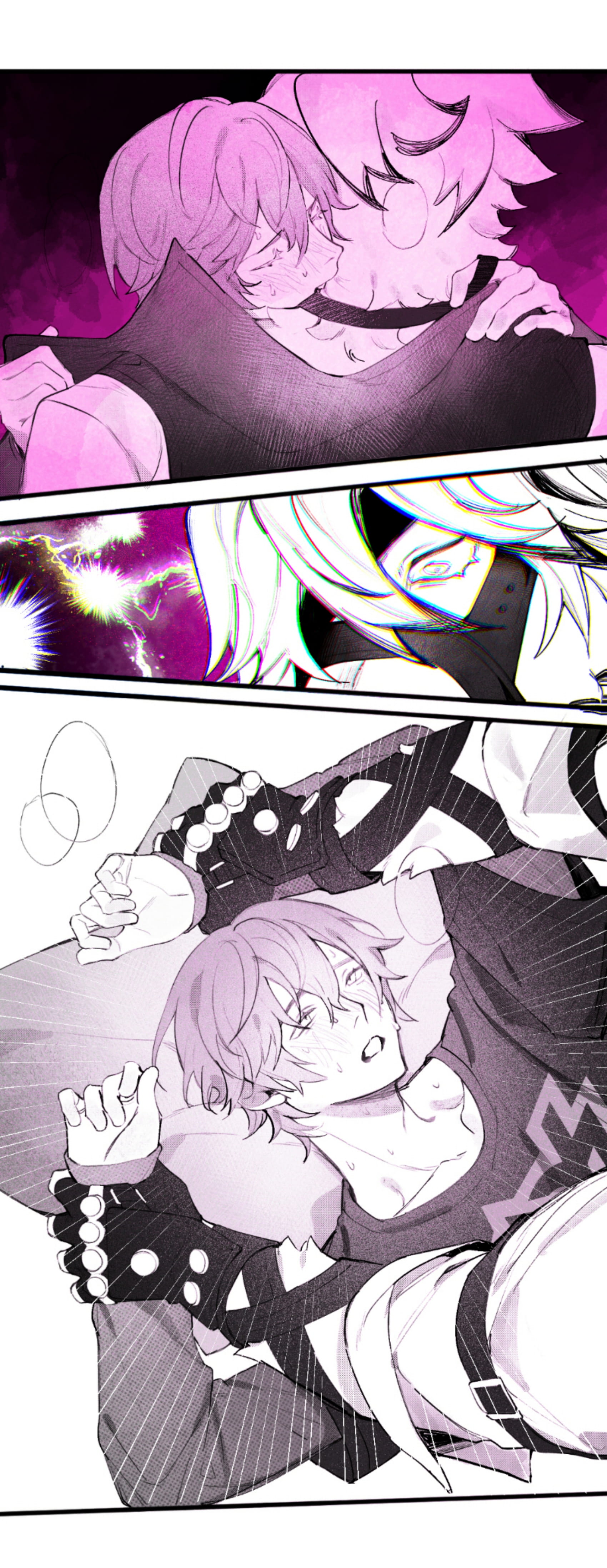 2boys, biting, brothums, comic, gay, male, male only, monochrome, omegaverse, tagme, von lycaon, wise (zenless zone zero), yaoi, zenless zone zero
