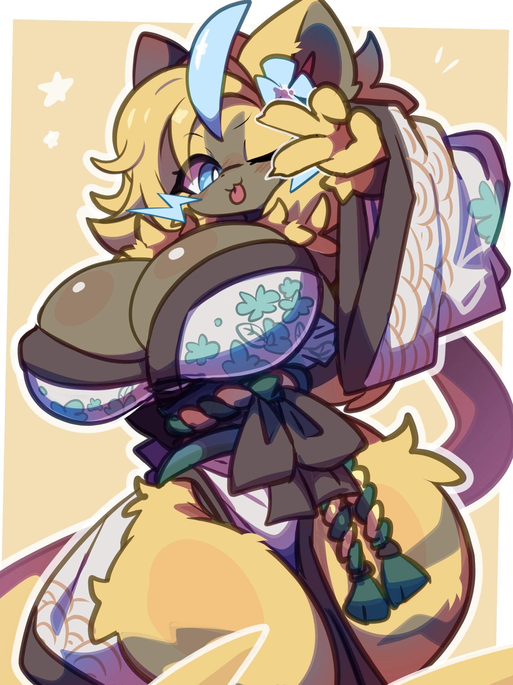 aurora (nbanoob), big breasts, breasts, cleavage, female, furry, huge breasts, nyaswitchnya, pokemon, pokemon (species), tagme, thick thighs, wide hips, zeraora