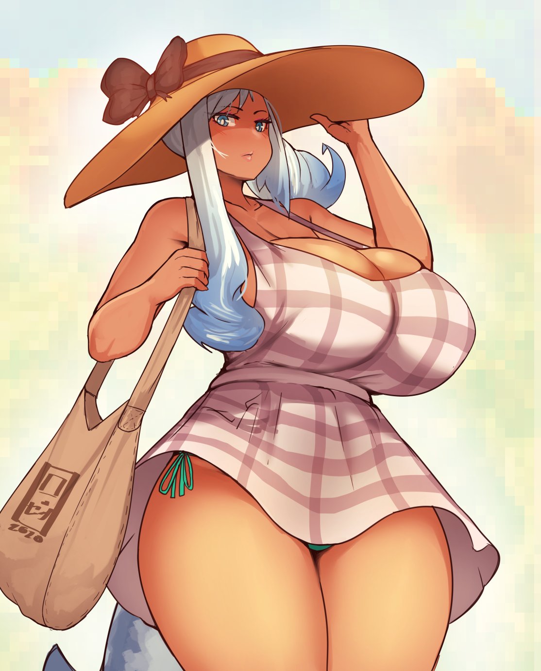 1girls, big breasts, breasts, cleavage, female, female only, gaikiken, huge breasts, large breasts, looking at viewer, panties, solo, thick thighs