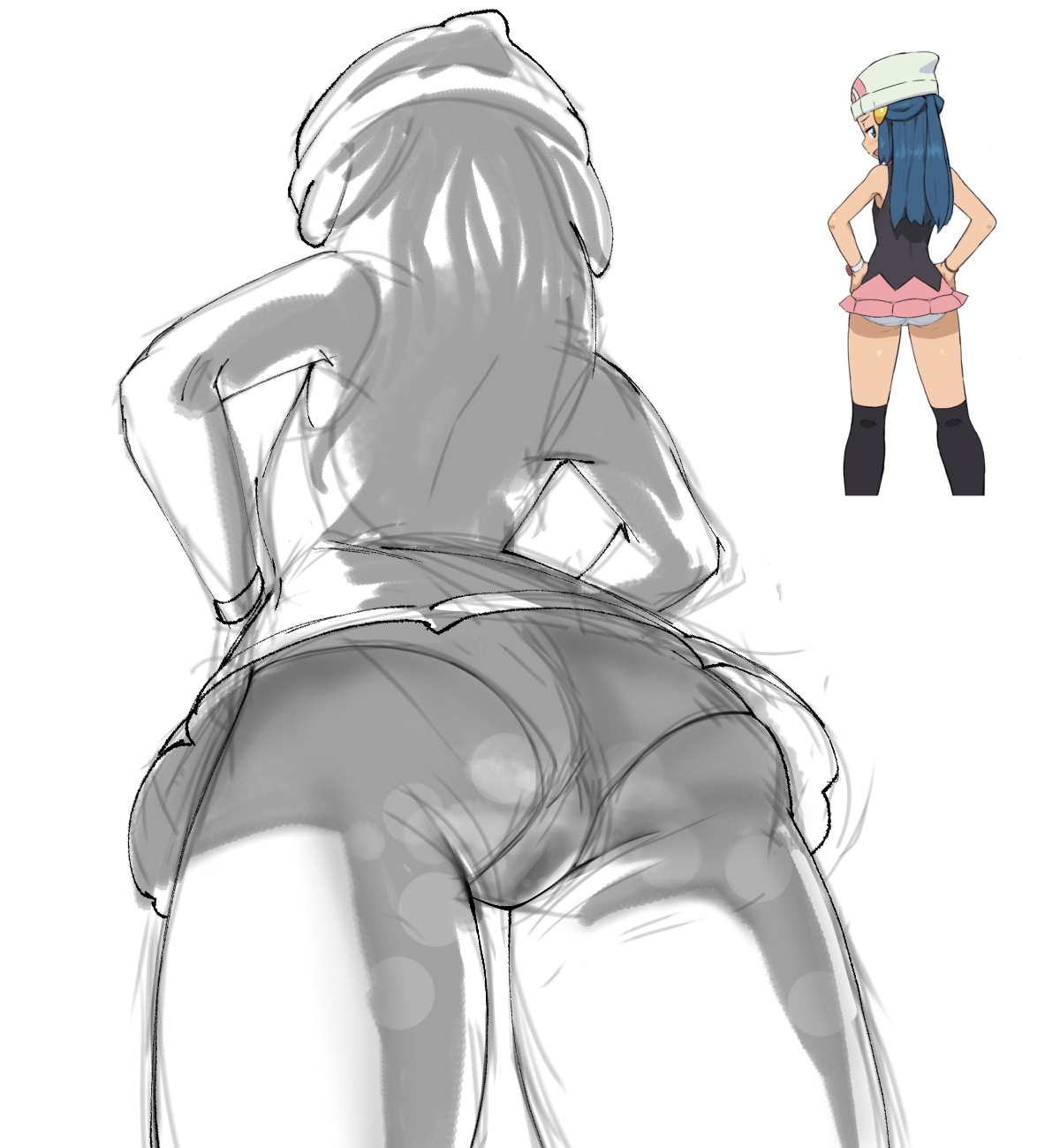 ass, ass focus, dawn (pokemon), nintendo, panties, pokemon, pokemon dppt