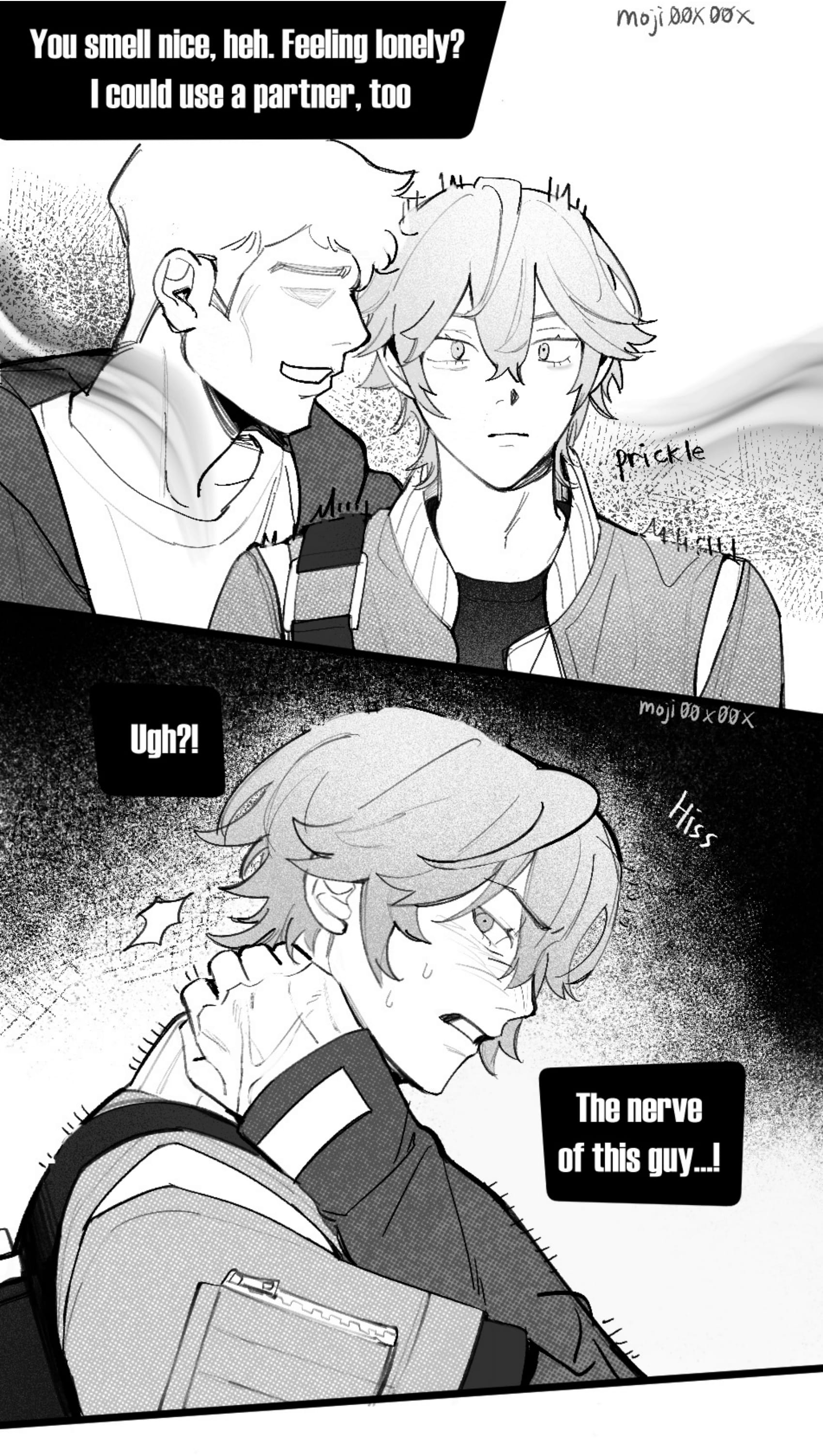 2boys, brothums, comic, gay, male, male only, monochrome, omegaverse, tagme, von lycaon, wise (zenless zone zero), yaoi, zenless zone zero