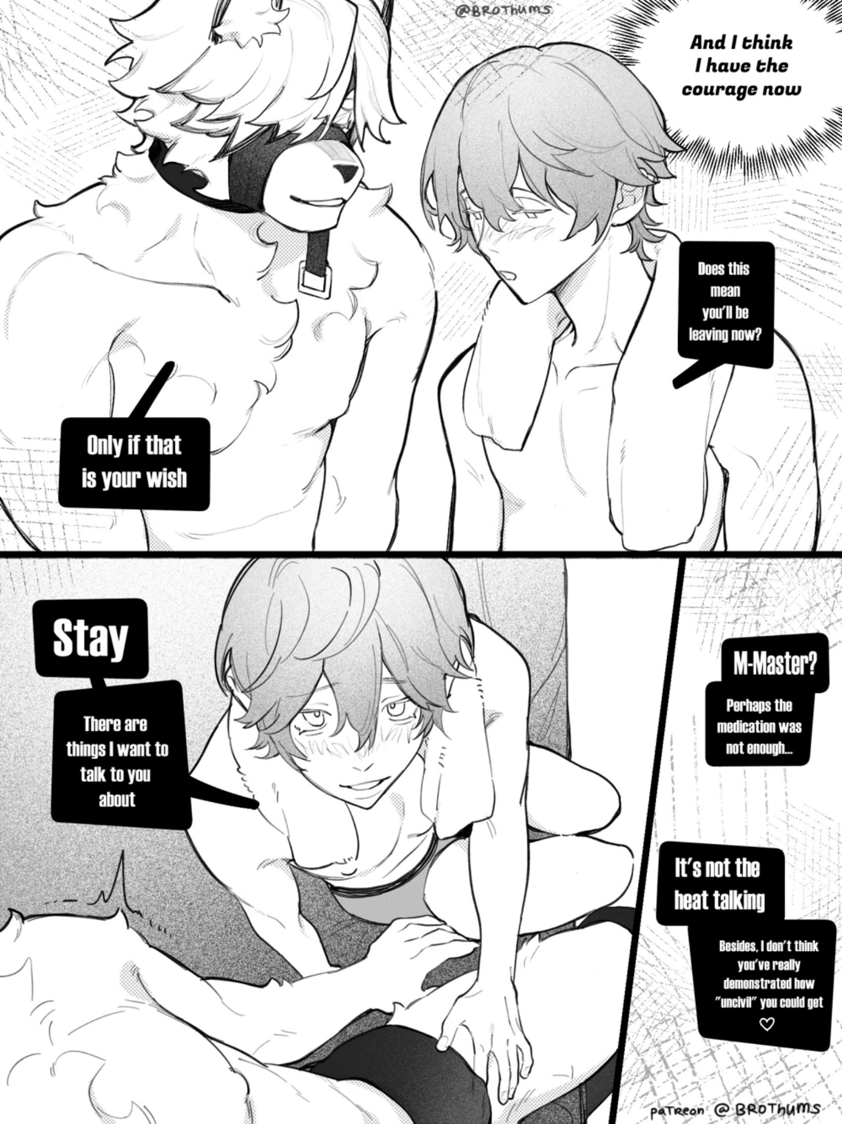 2boys, brothums, comic, gay, male, male only, monochrome, omegaverse, tagme, von lycaon, wise (zenless zone zero), yaoi, zenless zone zero