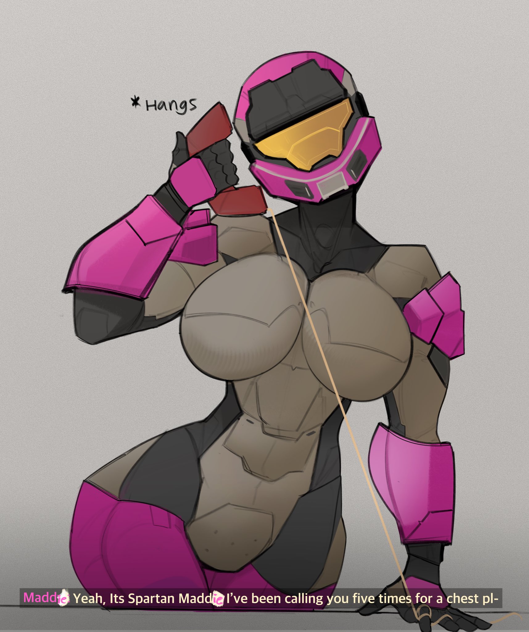 1girls, big breasts, breasts, female, female only, female spartan (halo), halo (series), helmet, huge breasts, maddy (odst vs helldiver), odst vs helldiver, spartan (halo), spl4ts, tagme, techsuit, telephone, voluptuous, wide hips