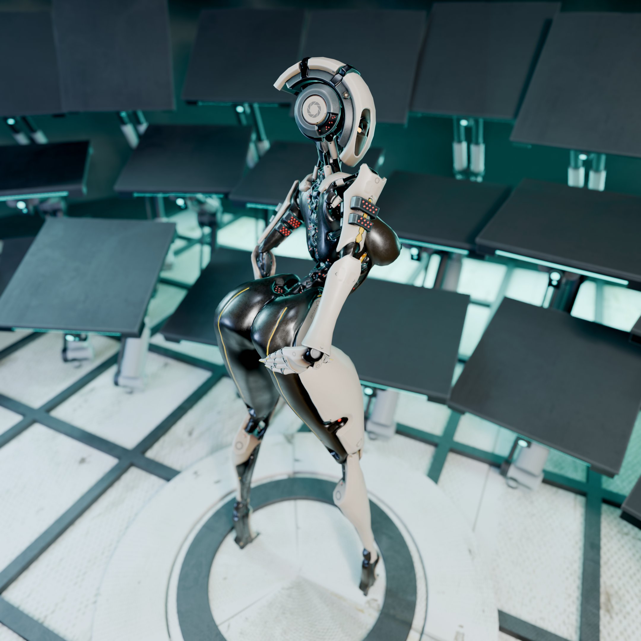 1 eye, 1girls, 3d, ass, ass grab, breasts, female, glados, glados (humanoid), glados (thiccythings), gynoid, looking back, one eye obstructed, portal (series), robot, robot girl, robot humanoid, solo, thiccythings, yellow eyes
