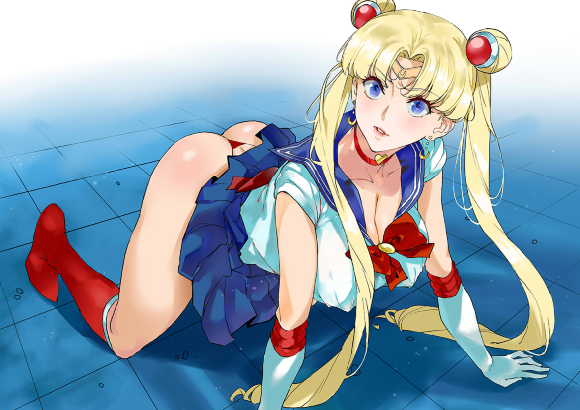 azukiko, bishoujo senshi sailor moon, breasts, clothing, female, large breasts, meme, panties, sailor moon, sailor moon redraw challenge, skirt, tagme, usagi tsukino