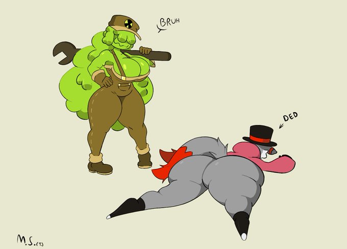 1boy1girl 2_tails after_sex anthro big_ass big_breasts big_butt big_thighs covered_eyes femboy feminine_male fox gloves goo_creature green_body green_hair green_skin grey_fur hat hoodie hourglass_figure implied_sex kaizo_(kaizocns) kaizocns mastersaphir no_pants overalls passed_out shoes slime slime_gal_(mastersaphir) slime_girl socks thighs tight_clothing