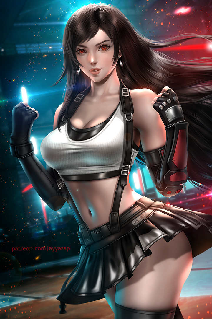 ayyasap, big breasts, breasts, brown eyes, brown hair, female, female only, final fantasy, final fantasy vii, long hair, solo, solo female, solo focus, square enix, tifa lockhart