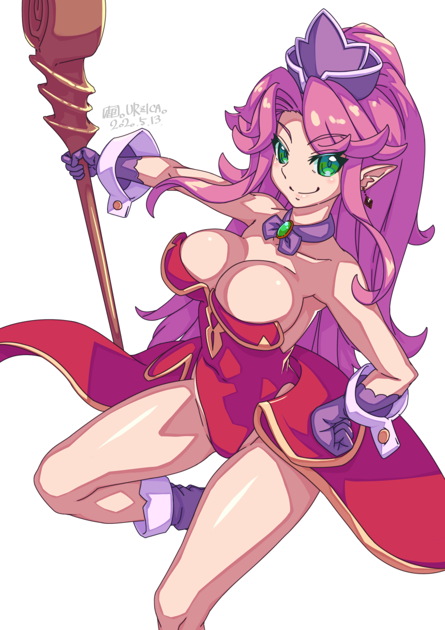 angela angela_(seiken_densetsu_3) angela_(trials_of_mana) breasts cleavage female green_eyes huge_breasts large_breasts looking_at_viewer pink_hair seiken_densetsu seiken_densetsu_3 solo tagme trials_of_mana urujika