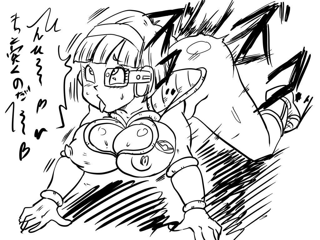 ahe_gao areolae ass black_and_white blush body_swap boots breasts breasts_out bulma_briefs bulma_briefs_(frieza_saga) canon_genderswap captain_ginyu cleavage_cutout dragon_ball dragon_ball_z female genderswap_(mtf) ginyu_force_battle_armor groin hairband large_breasts legs looking_back medium_hair monochrome motion_lines navel nipples open_mouth pose pussy raised_inner_eyebrows red_hairband rickert_kai rule_63 saiyan_armor scouter shoulder_pads simple_background sketch speech_bubble squatting text thighs tinted_eyewear translation_request wearing_others_clothes wedgie white_background