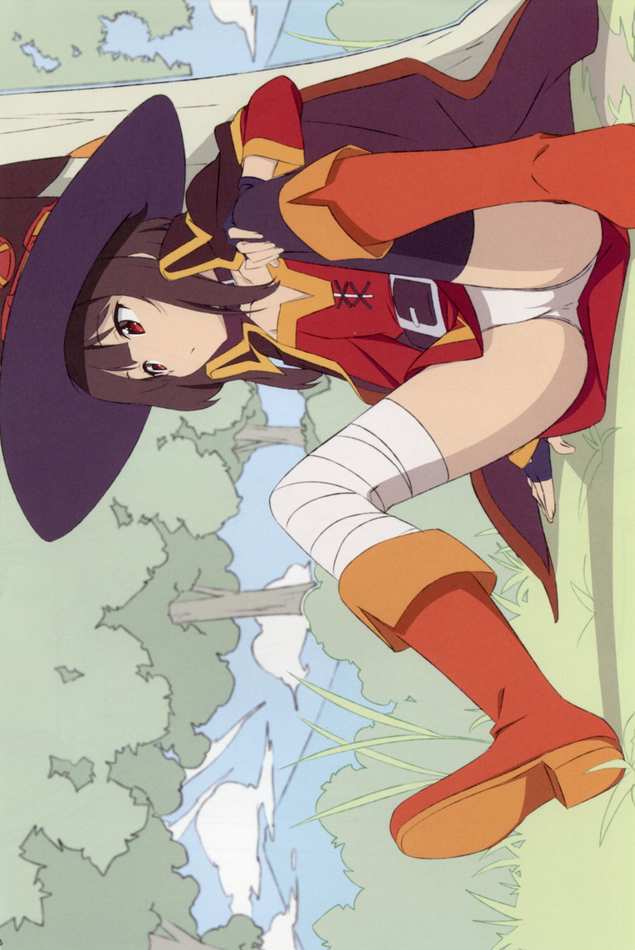1girls, cute, female, female only, kono subarashii sekai ni shukufuku wo!, megumin, panties, solo, wallpaper, white panties