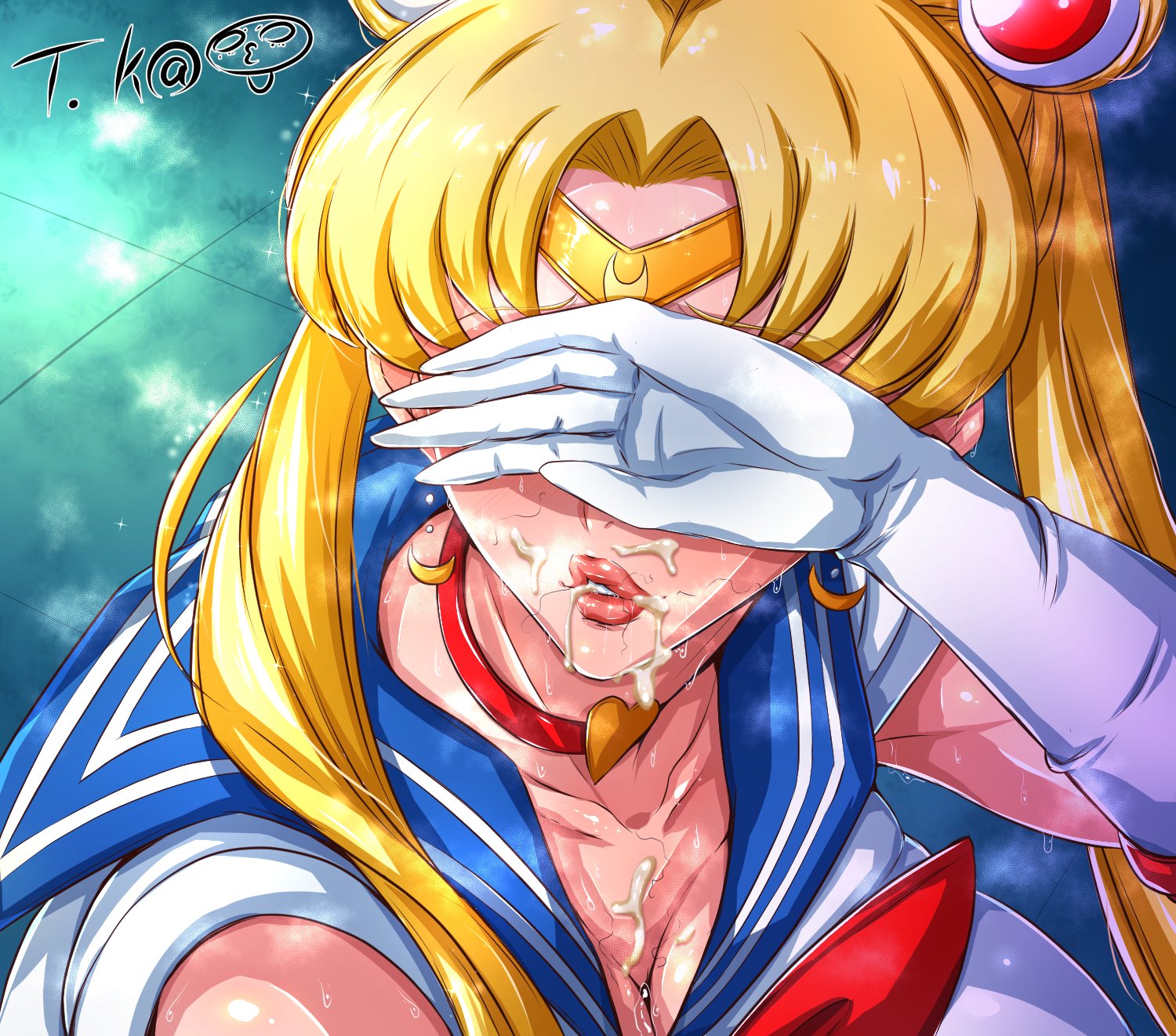 bishoujo senshi sailor moon, blonde hair, clothing, cum, female, meme, no eyes, sailor moon, sailor moon redraw challenge, sailor senshi uniform, tagme, terakinoko, usagi tsukino
