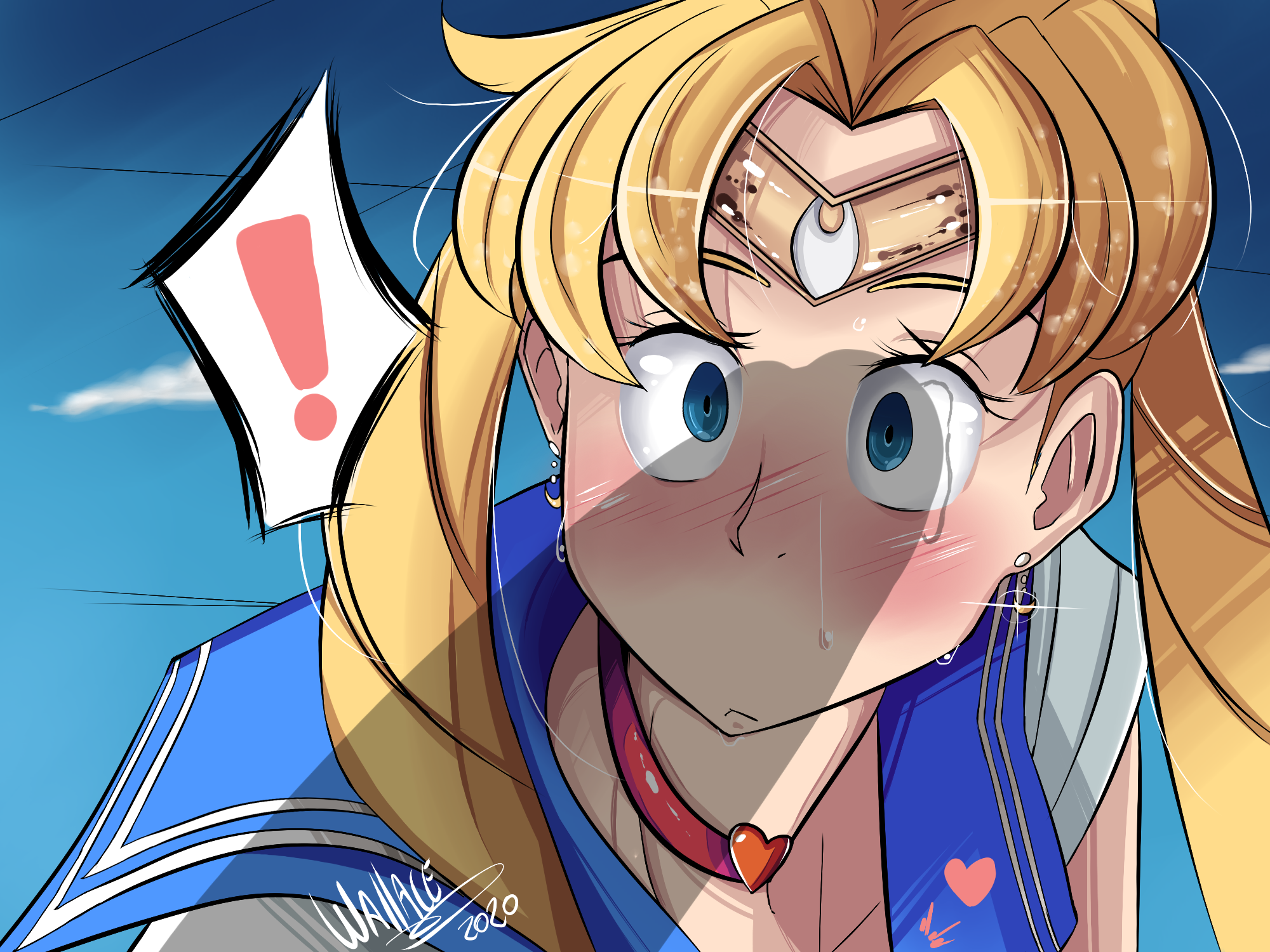 !, big eyes, big penis, bishoujo senshi sailor moon, blonde hair, blush, clothing, derivative work, female, heartbeat, imminent sex, impressed, male, meme, nervous, penis, penis awe, sailor moon, sailor moon redraw challenge, sailor senshi uniform, shocked, surprised, usagi tsukino, wallaceilustra