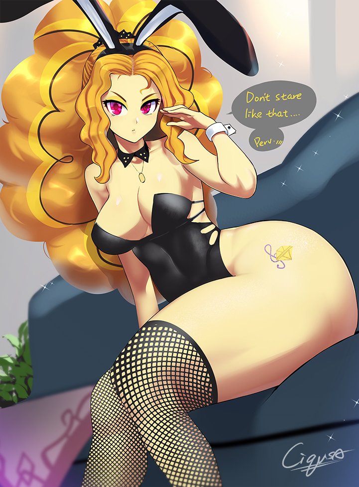 1girls adagio_dazzle ass ass_bigger_than_body big_ass blonde_hair breasts bubble_butt bunny_ears bunny_girl cigusa cleavage cutie_mark dat_ass equestria_girls female female_only fishnets hasbro human human_only humanized my_little_pony playboy_bunny sitting solo talking_to_viewer thick_thighs thighs thighs_bigger_than_head thunder_thighs wide_hips