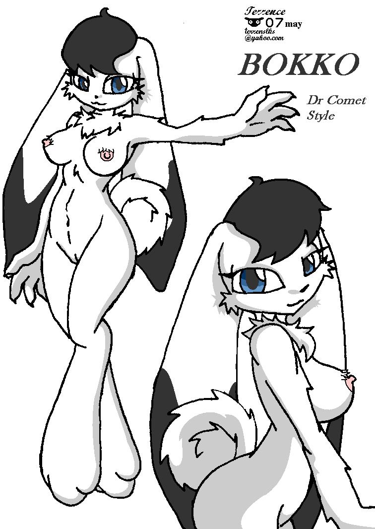 1girls 2007 alternate_breast_size animal_ears black_hair bokko breasts bunny_ears bunny_tail chest_tuft female fur furry kemono lagomorph mammal nipples rabbit short_hair tagme tail the_amazing_3 white_fur