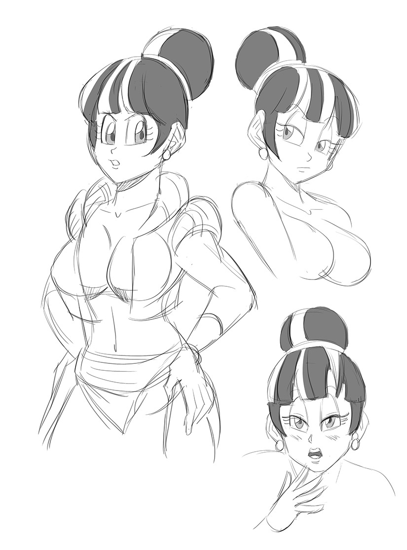 black_and_white bulchi bulma_briefs chichi dragon_ball dragon_ball_z funsexydragonball fusion hypothetical_fusion metamoran_clothing milf tagme