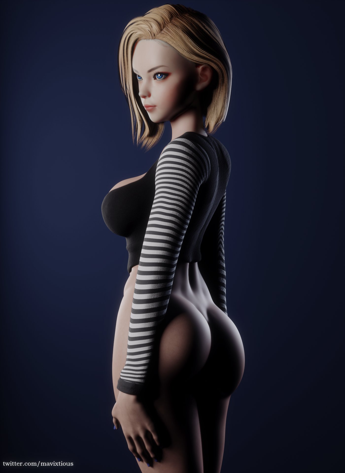 1girls, 3d, android 18, ass, big ass, big breasts, blender, breasts, dragon ball, dragon ball z, female, female only, large breasts, mavixtious, solo
