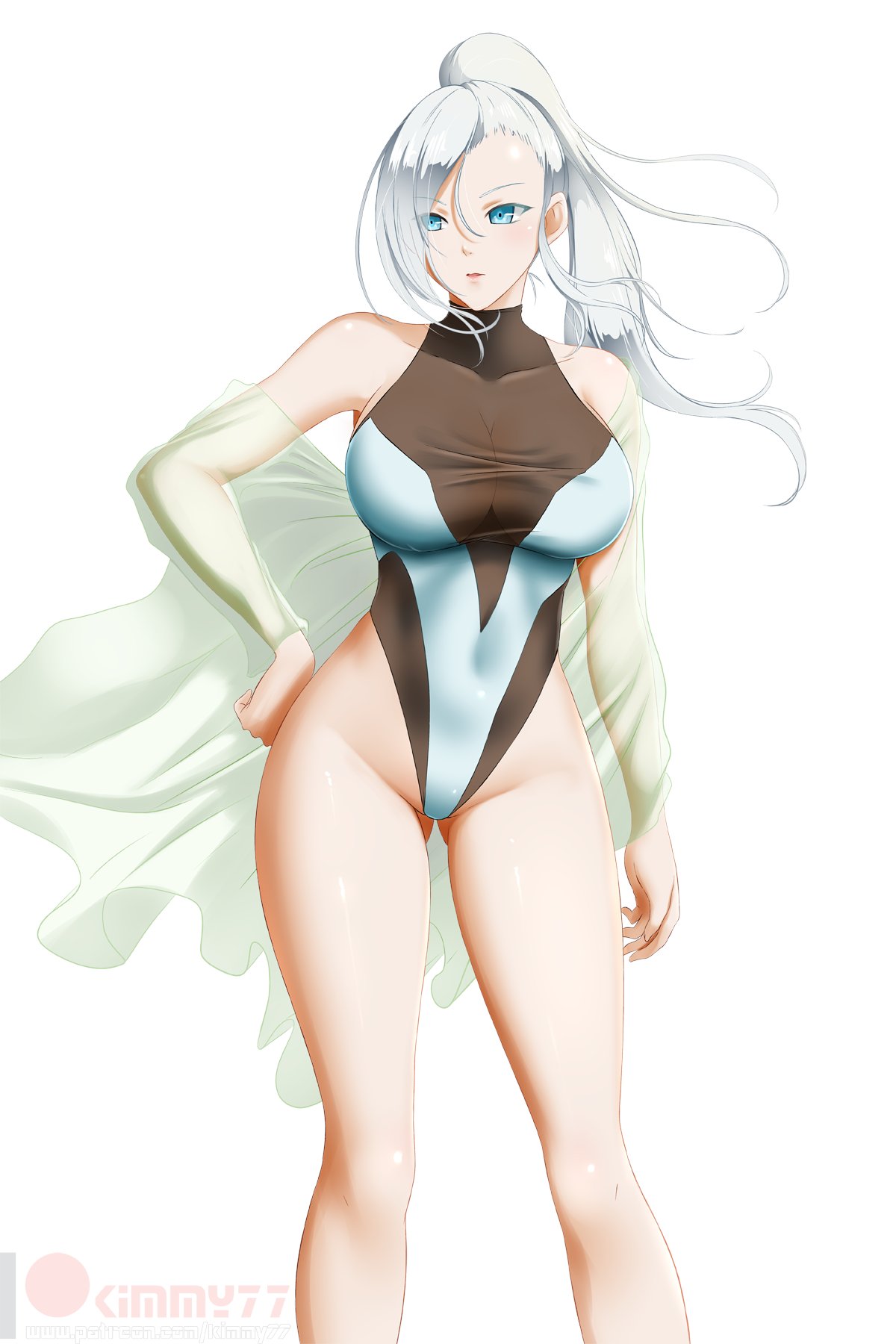 1girls, big breasts, breasts, cleavage, female, female only, kimmy77, large breasts, looking at viewer, rwby, solo, winter schnee